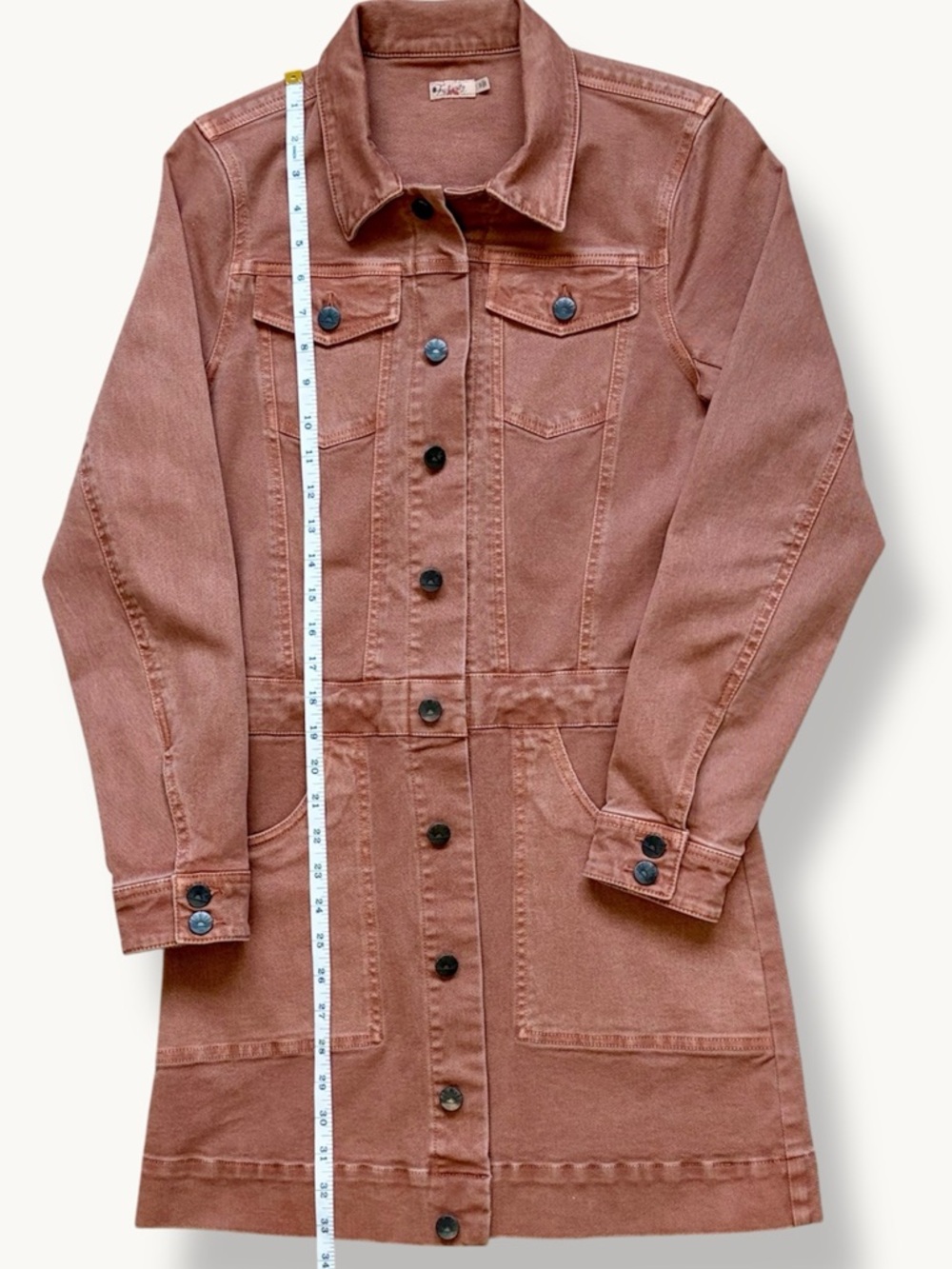 Faherty Pink Denim Shirt Dress Button Front Mini Organic Cotton Size S - Picture 4 of 8